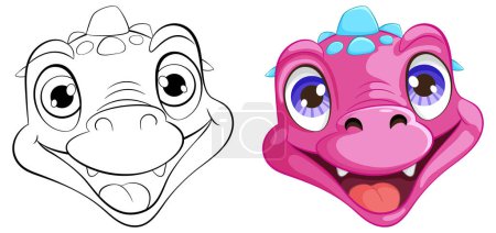 Ilustración de Diseño de carácter de dinosaurio colorido y juguetón - Imagen libre de derechos