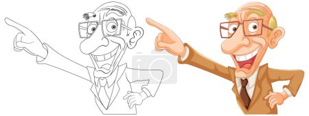 Illustration for Two happy elderly gentlemen gesturing with enthusiasm - Royalty Free Image