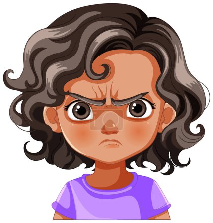 Vektor-Illustration eines Mädchens mit genervtem Gesichtsausdruck.
