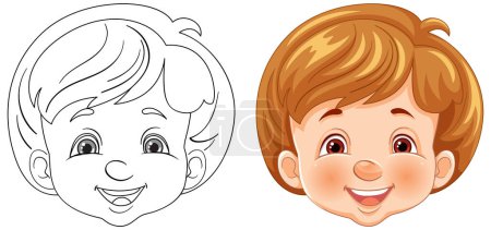 Photo for Vector illustration of a child's face, colored and line art. - Royalty Free Image