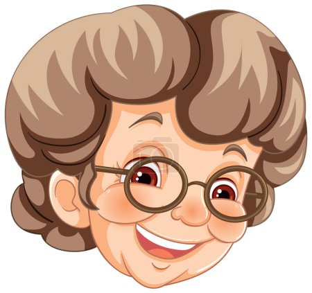 Ilustración vectorial de una anciana sonriente