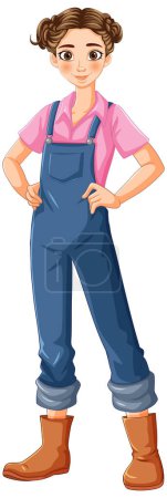 Ilustración vectorial de una mujer vestida de trabajadora.