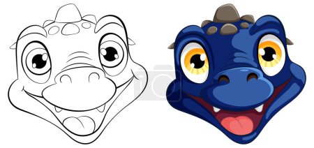 Illustration for Vector illustration of two dragon expressions - Royalty Free Image