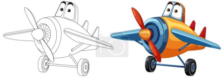 Ilustración de Ilustración vectorial de un alegre avión de dibujos animados - Imagen libre de derechos