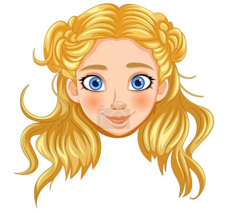 Ilustración de Ilustración de una joven con ojos azules y cabello rubio. - Imagen libre de derechos