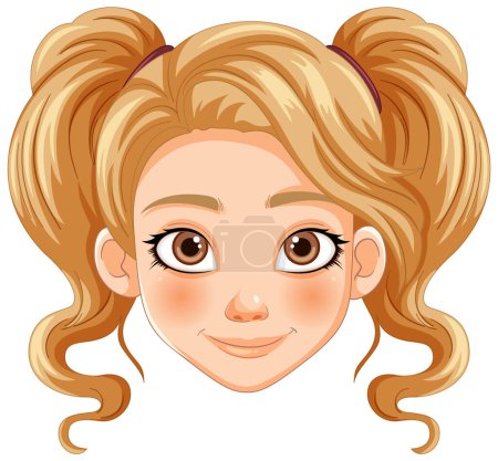 Illustration for Vector illustration of a cheerful young girl's face - Royalty Free Image