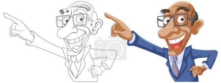 Illustration for Two animated businessmen gesturing with enthusiasm. - Royalty Free Image