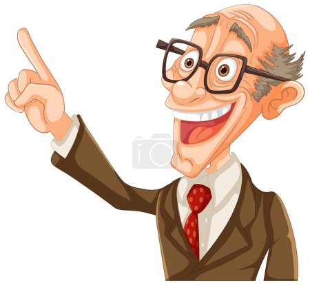 Illustration for Animated professor character gesturing with excitement - Royalty Free Image