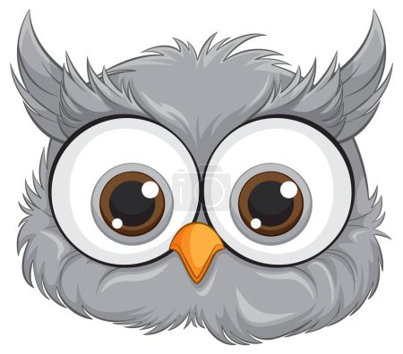 Illustration for Adorable grey owl with big eyes illustration - Royalty Free Image