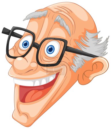 Illustration for Vector illustration of a happy, bespectacled senior man - Royalty Free Image