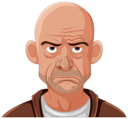 Illustration for Vector illustration of a man with a grumpy expression. - Royalty Free Image