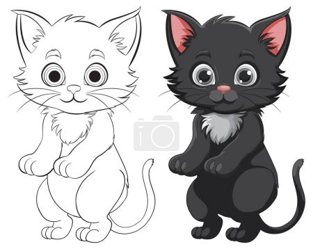 Téléchargez les illustrations : Illustration vectorielle de deux adorables chatons de dessin animé - en licence libre de droit