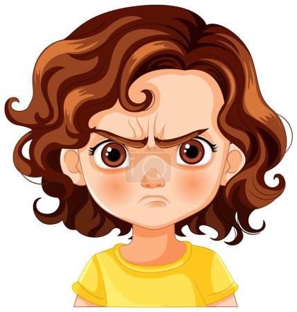 Vector graphic of a young girl looking upset