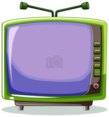 TV vintage colorée avec un écran blanc