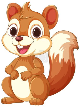 Écureuil mignon et souriant dans une pose ludique