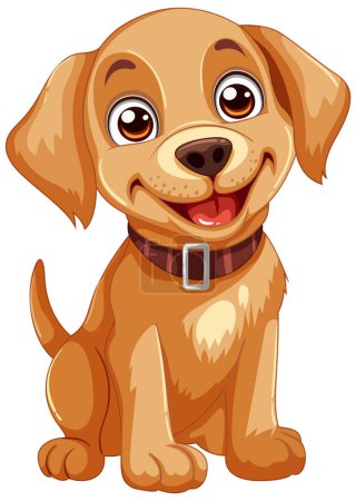Vector illustration of a happy, brown puppy