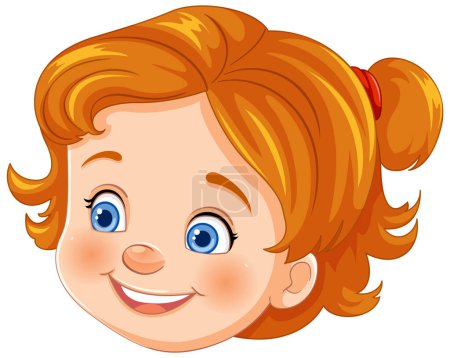 Téléchargez les illustrations : Illustration vectorielle du visage d'une jeune fille souriante. - en licence libre de droit