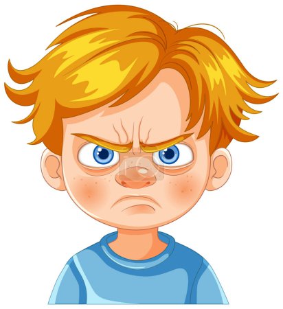 Ilustración vectorial de un niño que muestra ira.