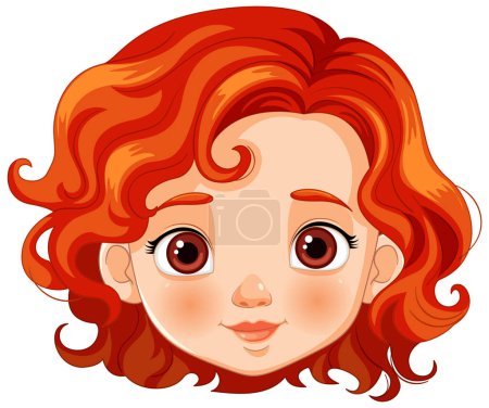 Vector illustration of a young girl with curly hair.
