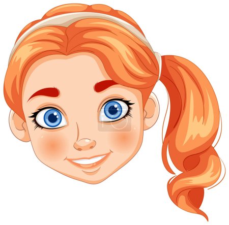 Téléchargez les illustrations : Illustration vectorielle d'une jeune fille souriante - en licence libre de droit