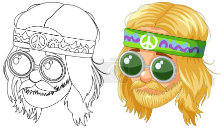 Illustration for Colorful and detailed hippie character design. - Royalty Free Image