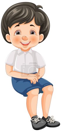 Illustration for Cheerful young boy sitting and smiling. - Royalty Free Image
