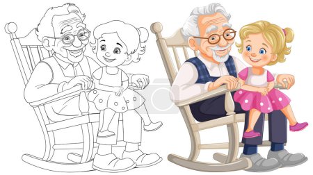 Elderly man and young girl enjoying each other's company