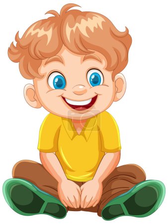 Téléchargez les illustrations : Illustration vectorielle d'un jeune garçon souriant - en licence libre de droit