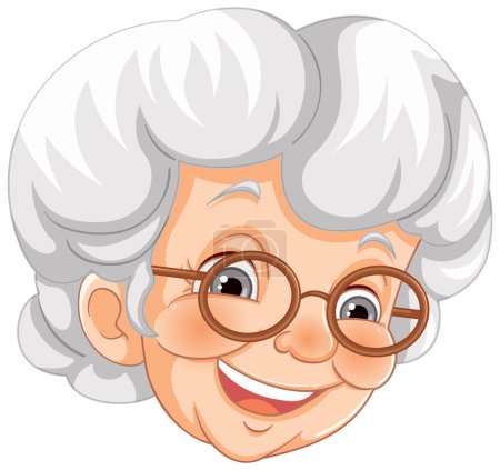 Téléchargez les illustrations : Illustration vectorielle d'une femme âgée souriante. - en licence libre de droit