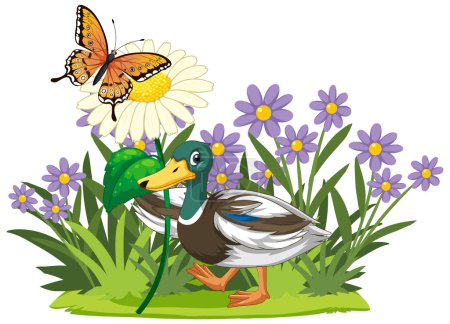 Illustration for Colorful vector illustration of wildlife and flora - Royalty Free Image