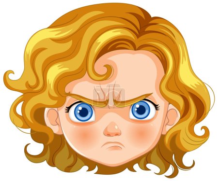 Caricature d'une jeune fille avec une expression en colère