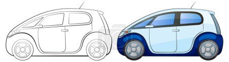 Ilustración de Esquema a la transformación vectorial de color de un coche - Imagen libre de derechos