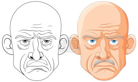 Dos caras de dibujos animados con expresiones tristes exageradas.