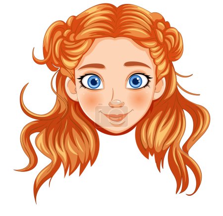 Téléchargez les photos : Illustration vectorielle d'une jeune rousse souriante. - en image libre de droit