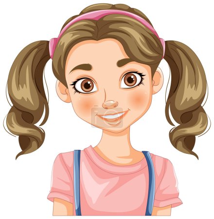 Téléchargez les illustrations : Illustration vectorielle d'une jeune fille souriante - en licence libre de droit