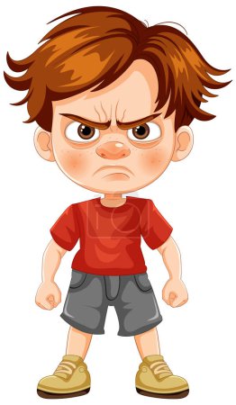 Illustration for Illustration of a young boy looking upset and angry. - Royalty Free Image