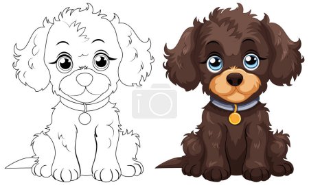 Two cute puppies with distinct fur colors