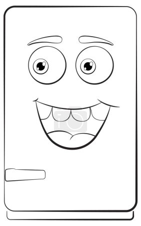 Téléchargez les illustrations : Illustration vectorielle d'un réfrigérateur de dessin animé souriant - en licence libre de droit