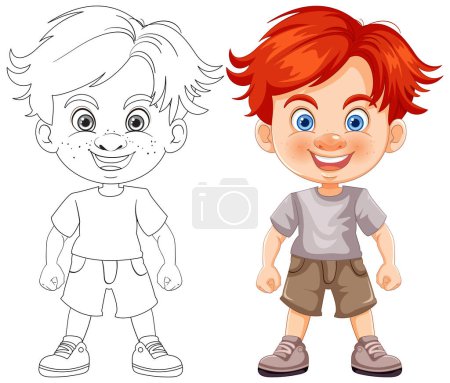 Illustration for Vector illustration of a boy, colored and outlined - Royalty Free Image