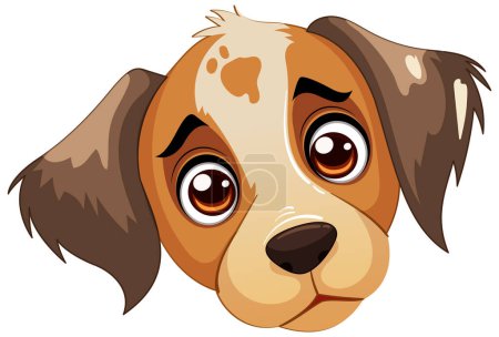 Ilustración vectorial de un lindo cachorro de aspecto triste