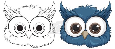 Illustration for Vector art of a blue cartoon owl - Royalty Free Image