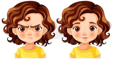 Illustration for Vector illustration of contrasting emotional expressions. - Royalty Free Image