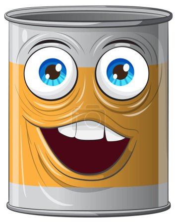 Illustration for Vector illustration of a smiling tin can. - Royalty Free Image