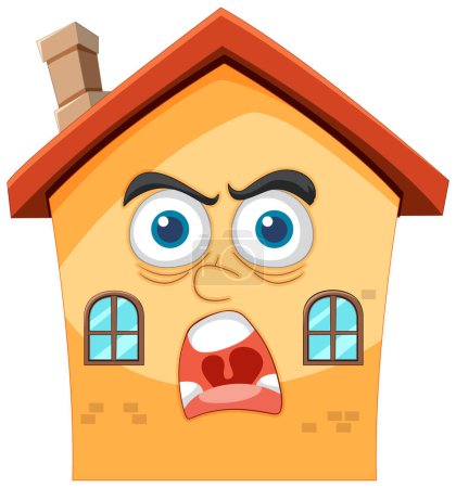Téléchargez les illustrations : Illustration vectorielle colorée d'une maison choquée - en licence libre de droit