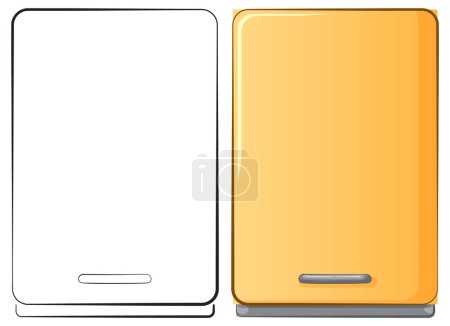 Illustration for Two cards, one blank and one filled, side by side. - Royalty Free Image