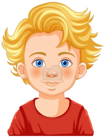 Illustration for Illustration of a cheerful young boy with blue eyes - Royalty Free Image