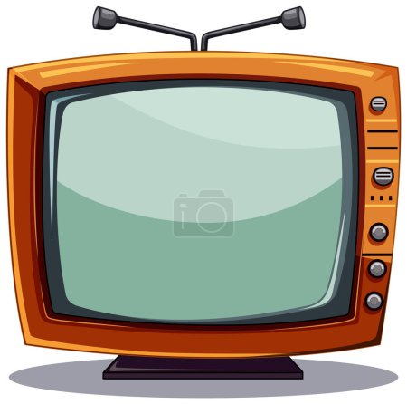 Illustration for Colorful vector of a vintage TV with antenna - Royalty Free Image