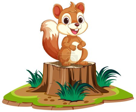 Téléchargez les illustrations : Illustration vectorielle d'un écureuil heureux assis. - en licence libre de droit