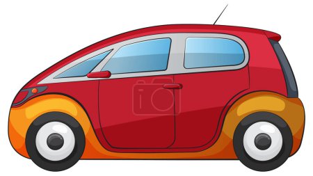 Téléchargez les illustrations : Dessin de voiture compact stylisé rouge et jaune - en licence libre de droit