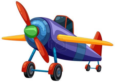 Cartoon-style illustration of a classic propeller plane.